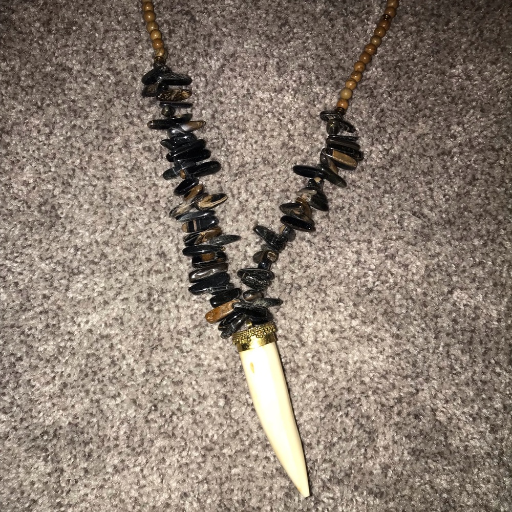 Large Tooth Beaded Necklace
